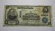 $5 1902 Hillsdale New Jersey NJ National Currency Bank Note Bill Ch. #12902 RARE