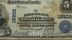 $5 1902 Hillsdale New Jersey NJ National Currency Bank Note Bill Ch. #12902 RARE