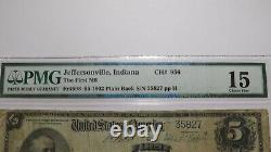 $5 1902 Jeffersonville Indiana IN National Currency Bank Note Bill #956 F15 PMG
