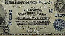 $5 1902 Springfield Ohio OH National Currency Bank Note Bill Charter #5160 VF