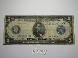 $5 1914 San Francisco California CA Federal Reserve Large Bank Note Bill VG