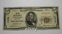 $5 1929 Bellmore New York NY National Currency Bank Note Bill! Ch. #11072 FINE