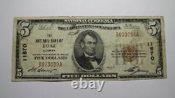 $5 1929 Boaz Alabama AL National Currency Bank Note Bill Ch. #11870 FINE