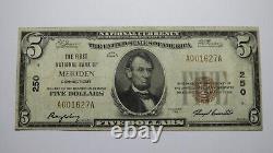 $5 1929 Meriden Connecticut CT National Currency Bank Note Bill! Ch. #250 FINE+
