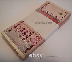 5 Billion Zimbabwe Dollars x 100 Banknotes Bundle 2008 + Certificate Authentic