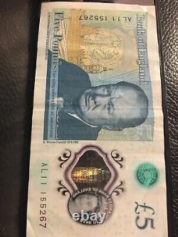 £5 Note With ALIII1 55267
