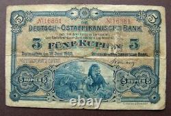 5 Rupien Geldnote Deutsch Ost Afrikanische Bank Daressalam 1905 N° 16861