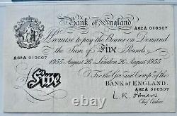 £5 White Pound Note Bank of England 1955-1956 O'Brien PMG 30 VF #345