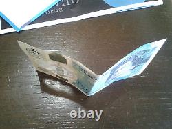 5 pound note, plastic, £5, used but clean and good condition, AC37 series, early note