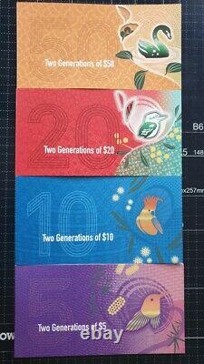$50 $20 $10 $5 SET OF 4 TWO GENERATIONS RBA FOLDERS x 8 UNC Banknotes