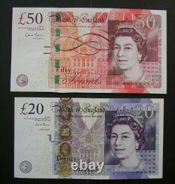£50 and £20 UK uncirculate Notes, both Chris Salmon with matching last 4 numbers