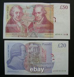 £50 and £20 UK uncirculate Notes, both Chris Salmon with matching last 4 numbers