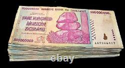 50 x Zimbabwe 500 Million Dollar banknotes- AA/AB 2008 / circulated currency
