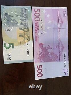 500 Euro Banknote. 500 + 5 Euro Cir. Banknotes. 505 Euros Total. 2 Notes Total h
