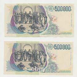 500000 Lire Raffaello Consecutive Pair Banknotes Italy