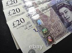 6 Clean Consecutive Uncirculated £20 Notes JK 853740 to JK 853745 (2014 2018)