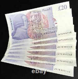 6 Clean Consecutive Uncirculated £20 Notes JK 853740 to JK 853745 (2014 2018)