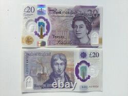 8£20 (£160)NEW POLYMER BANK OF ENGLAND NOTES RANDOM No