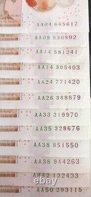 AA prefix £10 Ten Pounds polymer notes, X 12. AA