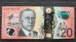 AUSTRALIA $20 2019 Lowe/Gaetjens CE19 0000000 SOLID SERIAL UNC Banknote RARE