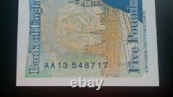 Aa13 548 717 5 pound note. Unc