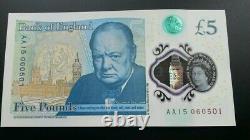 Aa15 060501 5 pound note. Unc