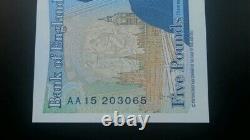 Aa15 203065 5 pound note. Unc
