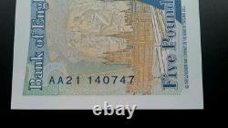 Aa21 140747 5 pound note. Unc