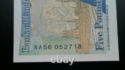 Aa56 052718 5 pound note. Unc