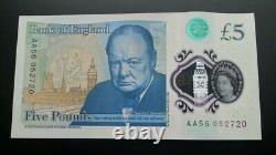 Aa56 052720 5 pound note. Unc