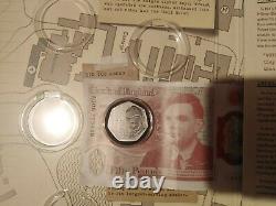 Alan Turing Set 1 Coin & 1 £50 AD Note