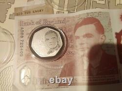 Alan Turing Set 1 Coin & 1 £50 AD Note
