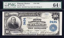 Amazing RARE Very CHOICE UNC 1902 $10 WAMEGO, KS National Banknote! PMG 64 EPQ