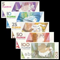 Aruba Set 5 PCS, 5 10 25 50 100 Florin, P-6 11 12 13 14, Banknote, UNC