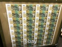 Australia 35pc uncut 50$ banknote sheetno framelow number 15