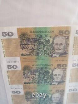 Australia 35pc uncut 50$ banknote sheetno framelow number 15
