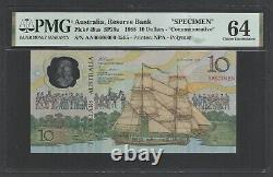 Australia Banknote Specimen 10 Dollars, Year 1988 Polymer, Uncirculated, Rare