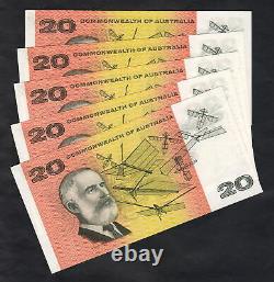 Australia R-401. (1966) Coombs/Wilson 20 Dollars. UNC CONSECUTIVE Run of 5