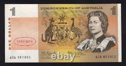 Australia. SPECIMEN (1966) 1 Dollar Coombs/Wilson. Serials AAA 000000. UNC