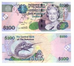 BAHAMAS UNC $100 Dollars CRISP Series Banknote (2009) P-76 Queen Elizabeth C pfx
