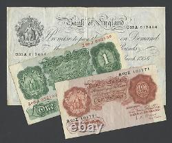 BANK OF ENGLAND £5 £1 10 shillings 1950s O'Brien (White) TYPE SET Banknotes