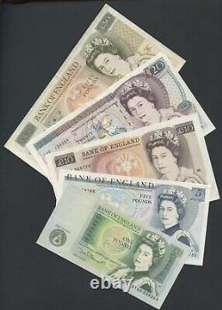 BANK OF ENGLAND £50 £20 £10 £5 £1 1980s Somerset TYPE SET QEII Banknotes