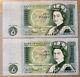 BANK OF ENGLAND QUEEN ELIZABETH ONE POUND NOTE (set of two) consecutive no