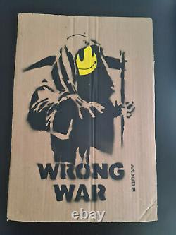 BANKSY wrong war 2003 on cardboard Signed Reaper + Di-faced Diana Bank note