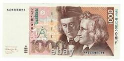 BRD 1000 DM Deutsche Mark Banknote 1991 AA2133830A1 kassenfrisch, Rosenberg 302