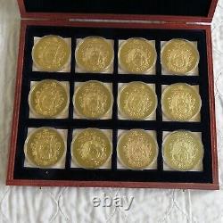 BRITISH BANKNOTE COLLECTION 12 X GOLD PLATED PROOF MEDAL COLLECTION cased/coas