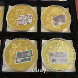 BRITISH BANKNOTE COLLECTION 12 X GOLD PLATED PROOF MEDAL COLLECTION cased/coas