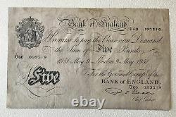 Bank Of England Banknote. Five Pounds / White Fiver. Beale. Dated 1951