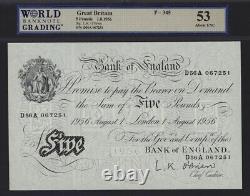 Bank Of England, L. K. O'brien, £5, 1st August 1956, Serial Number D56a 067251