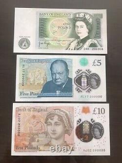 Bank Of England Polymer & £1 Serials 200000